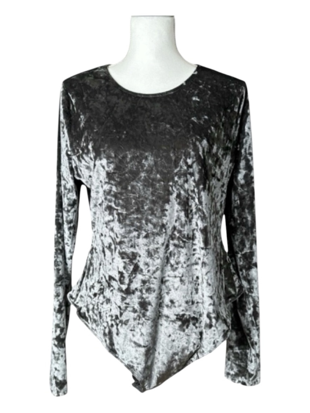 AND NOW THIS Long Sleeve Velvet Bodysuit in Graphic Charcoal, Size XL.